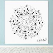 白黒マンデラ キャンバスプリント (インサイチュ (ウッドフロア))