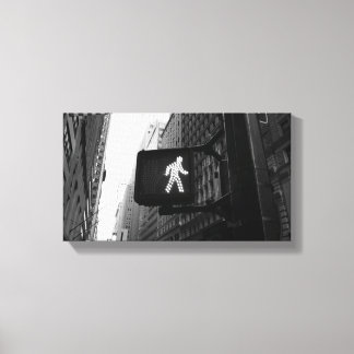 白黒マンハッタンニューヨークウォークサイン キャンバスプリント