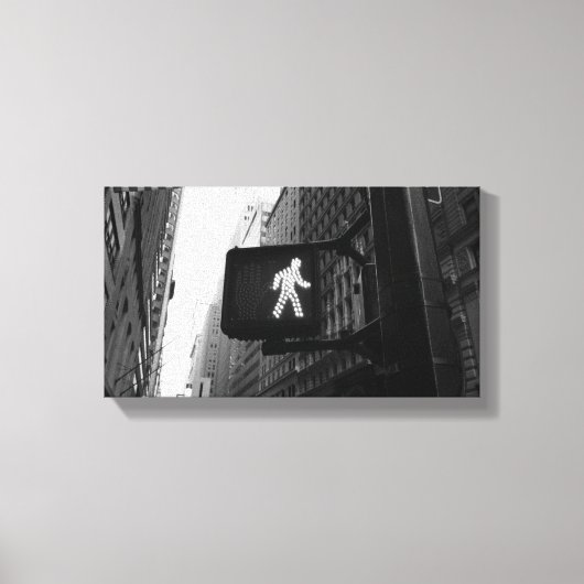 白黒マンハッタンニューヨークウォークサイン キャンバスプリント (正面)