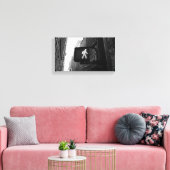 白黒マンハッタンニューヨークウォークサイン キャンバスプリント (インサイチュ (リビング))