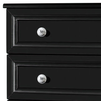 白黒マーブルオルブモノグラムイニシャル セラミックノブ