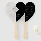 白黒マーブルグレーモノグラム結婚式 プログラム ハンドファン (正面&裏面)