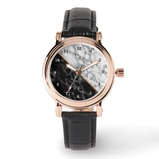 白黒マーブルストーンウォッチ 腕時計 (正面)