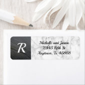 白黒マーブルストーンロックエレガントクラシック ラベル (インサイチュ)