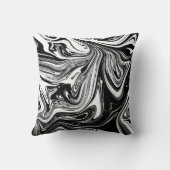 白黒マーブルスワールシエレガントックトレンディー クッション (裏面)
