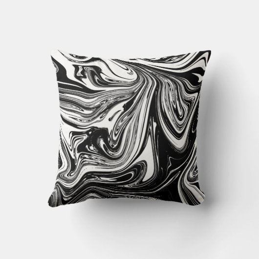 白黒マーブルスワールシエレガントックトレンディー クッション (裏面)