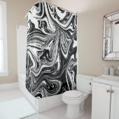 白黒マーブルスワールシエレガントックトレンディー シャワーカーテン (インサイチュ)