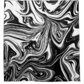 白黒マーブルスワールシエレガントックトレンディー シャワーカーテン (正面)