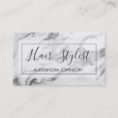 白黒マーブルトレンディー美容師 名刺 (正面)