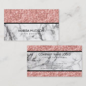白黒マーブルピンクローズグリッター 名刺 (正面/裏面)