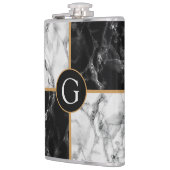 白黒マーブルフラスクパーソナライズされたあなたの手紙 フラスク (左)