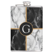 白黒マーブルフラスクパーソナライズされたあなたの手紙 フラスク (正面)