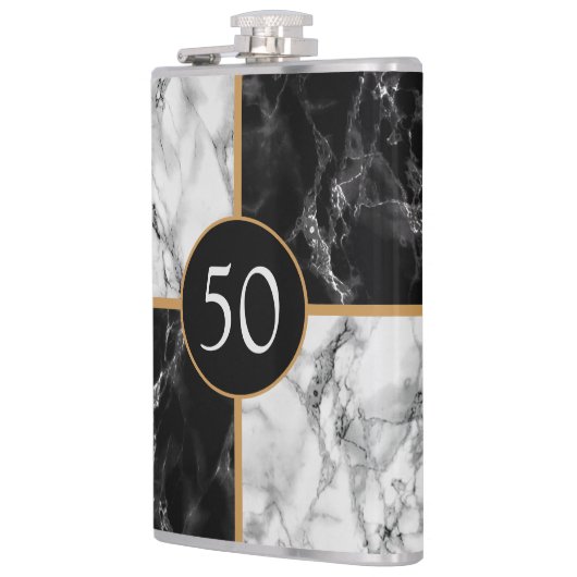 白黒マーブルフラスクユパーソナライズされたーザデザイン フラスク (左)