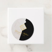 白黒マーブルモノグラム金ゴールドエレガントウェディング フェイバータグ (インサイチュ)