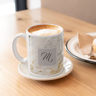 白黒マーブル名前をカスタムするコーヒー コーヒーマグカップ