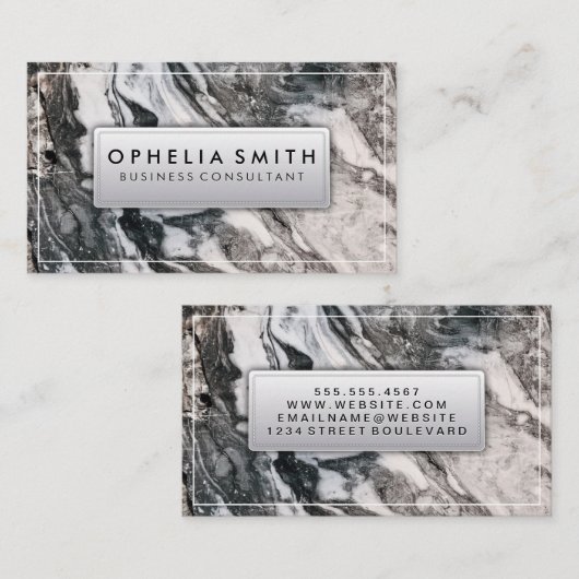 白黒マーブル 名刺 (正面/裏面)