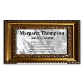 白黒マーブル |金ゴールド装飾枠 マグネット名刺 (正面)