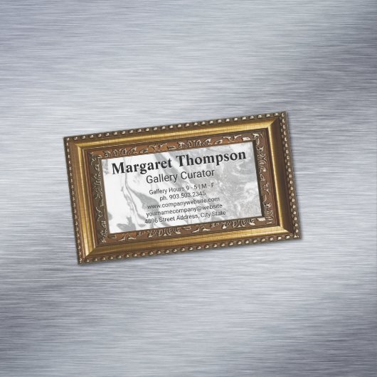 白黒マーブル |金ゴールド装飾枠 マグネット名刺 (インサイチュ)