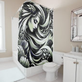 「白黒マーメイド – ヴィンテージエレガンス」 シャワーカーテン (インサイチュ)