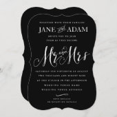 白黒ミスター&ミセスタイポグラフィ結婚式招待状 招待状 (正面/裏面)