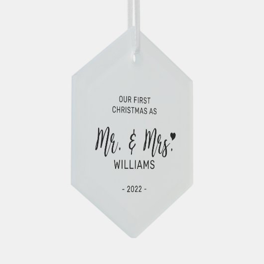 白黒ミセスミニマル・初めてのクリスマス ガラスオーナメント (正面右)