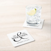 白黒ミセス・モノグラム結婚ズ スクエアペーパーコースター (インサイチュ)