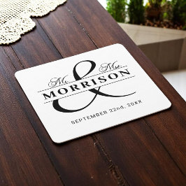 白黒ミセス・モノグラム結婚ズ スクエアペーパーコースター