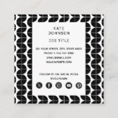 白黒ミッドセンチュリーモダン抽象芸術パターン スクエア名刺 (裏面)