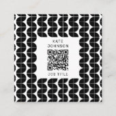 白黒ミッドセンチュリーモダン抽象芸術パターン スクエア名刺 (正面)