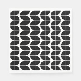 白黒ミッドセンチュリーモダン抽象芸術パターン スタンダードランチョンナプキン