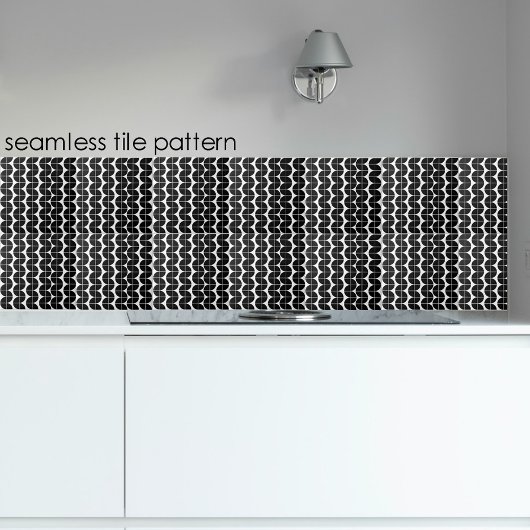 白黒ミッドセンチュリーモダン抽象芸術パターン タイル