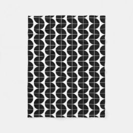 白黒ミッドセンチュリーモダン抽象芸術パターン フリースブランケット