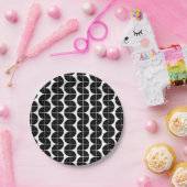 白黒ミッドセンチュリーモダン抽象芸術パターン ペーパープレート (パーティー)