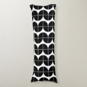 白黒ミッドセンチュリーモダン抽象芸術パターン ボディピロー (正面縦)