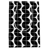 白黒ミッドセンチュリーモダン抽象芸術パターン ミディアムペーパーバッグ (正面)