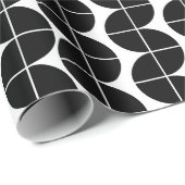 白黒ミッドセンチュリーモダン抽象芸術パターン ラッピングペーパー (ロールコーナー)