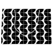 白黒ミッドセンチュリーモダン抽象芸術パターン ラージペーパーバッグ (正面)