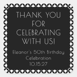 白黒ミッドセンチュリー50th誕生日ありがとう スクエアシール