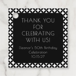 白黒ミッドセンチュリー50th誕生日ありがとう フェイバータグ