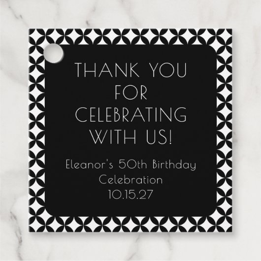 白黒ミッドセンチュリー50th誕生日ありがとう フェイバータグ (正面)