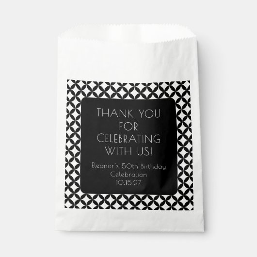 白黒ミッドセンチュリー50th誕生日ありがとう フェイバーバッグ (正面)