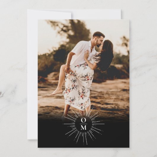 白黒ミッドセンチュリー70年代モノグラム結婚写真 招待状 (裏面)