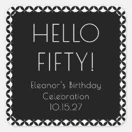 白黒ミッドモダンセンチュリー50誕生日カスタム スクエアシール