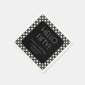 白黒ミッドモダンセンチュリー50誕生日カスタム スタンダードカクテルナプキン (角)