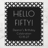 白黒ミッドモダンセンチュリー50誕生日カスタム ワインラベル (シングルラベル)