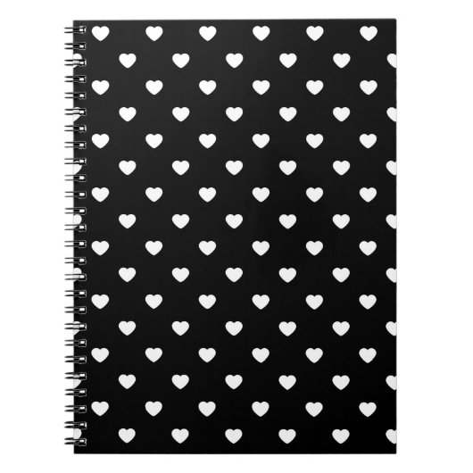白黒ミニハートパターン ノートブック (正面)