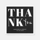 白黒ミニマはっきりしたリストありがとうござ結婚う スタンダードカクテルナプキン (正面)