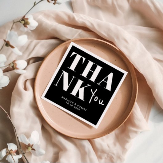 白黒ミニマはっきりしたリストありがとうござ結婚う スタンダードカクテルナプキン