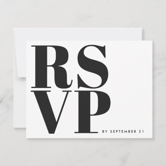 白黒ミニマはっきりしたリストシンプルの結婚 出欠カード (裏面)