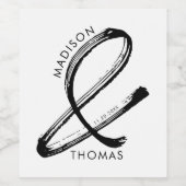 白黒ミニマはっきりしたリスモダント結婚の ワインラベル (シングルラベル)